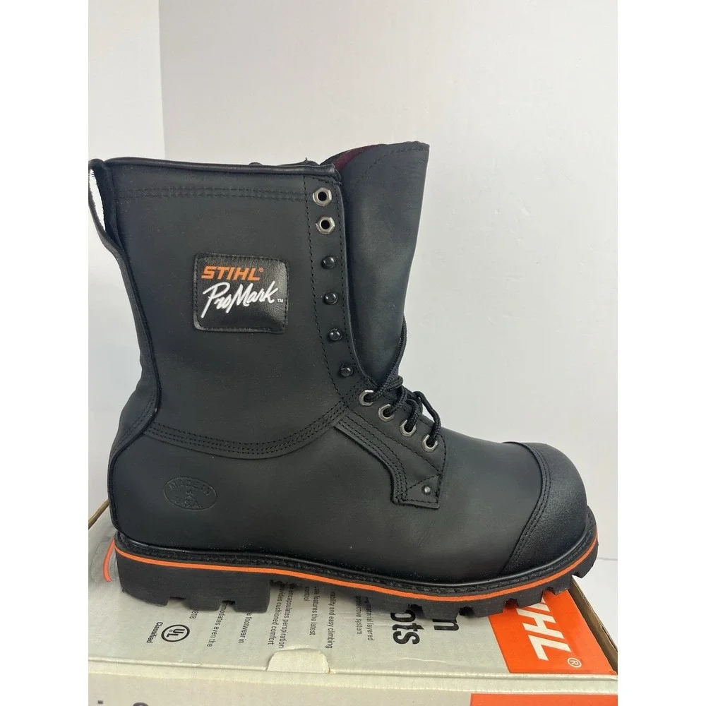Stihl Promark Pro Chainsaw Boots Men's Size 12.5M Black Leather Steel Toe
